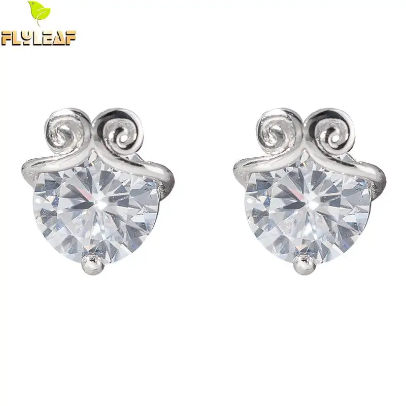 

Flyleaf 925 Sterling Silver Tightening Spell Stud Earrings For Women Simple Cubic Zirconia Earings Fashion Jewelry High Quality