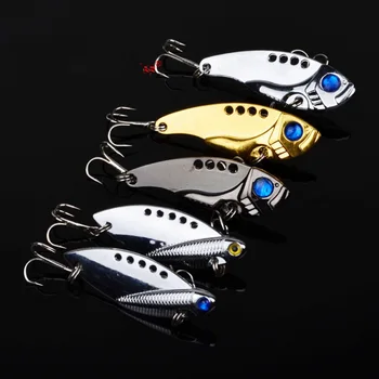 

5 Pcs Metal VIB Lures 6cm 11g vivid Vibrations Spoon Lure Fishing Bait Bass Artificial Hard Bait Cicada lure VIB Bait 3D Eyes