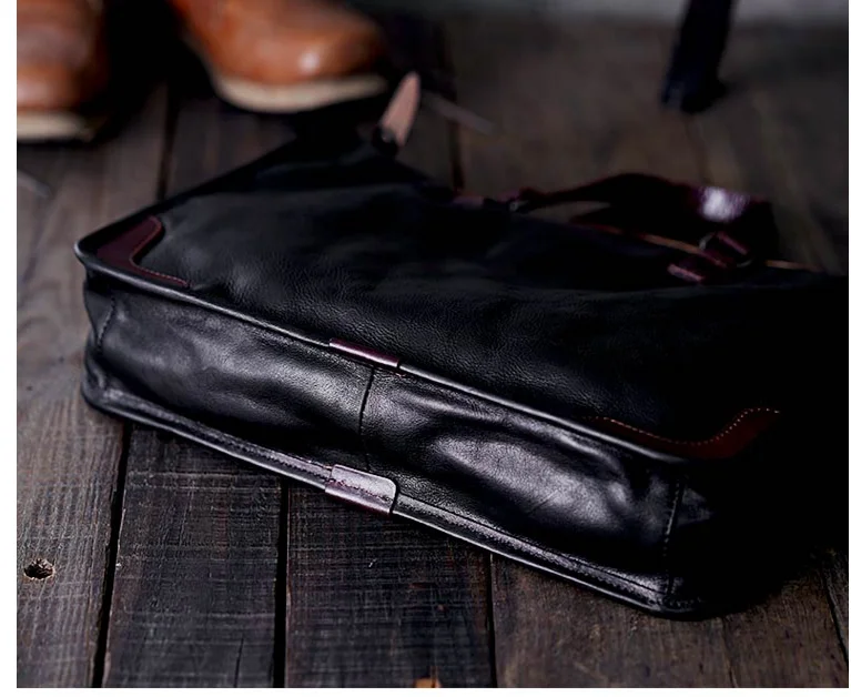 Ретро мужской портфель из натуральной кожи, простой стиль, сумка через плечо для ноутбука, сумка-мессенджер из воловьей кожи, деловая дорожная сумка D258