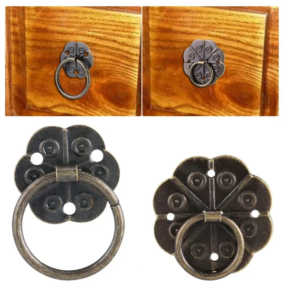 

20Pcs Retro Handle Ring Pull Knobs Door Furniture Handles Knob Puller Hardware W/ Screws For Drawer Cabinet Desk