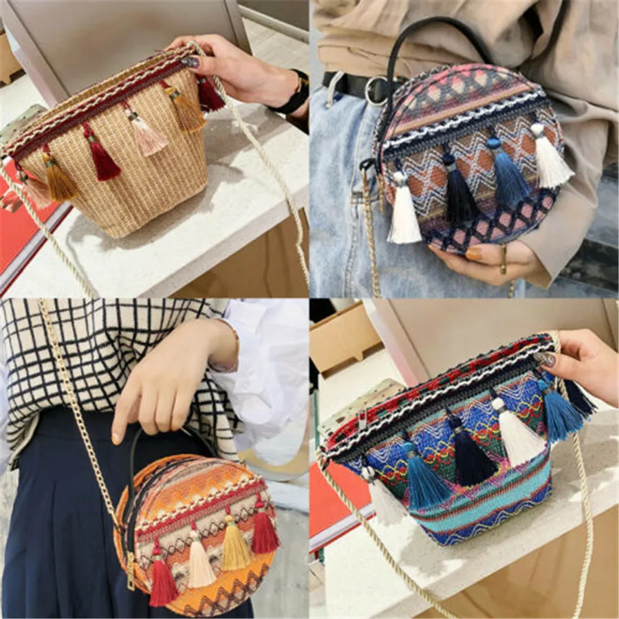 Соломенные плетеные сумки из ротанга пляжная сумка через плечо круглая 2019|Сумки