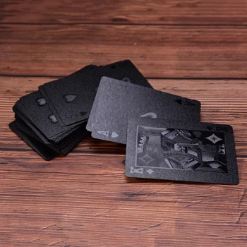

Plastic Waterproof Black Playing Cards Collection Black Diamond Poker Cards Creative Gift Standard Playing Cards 1 Set