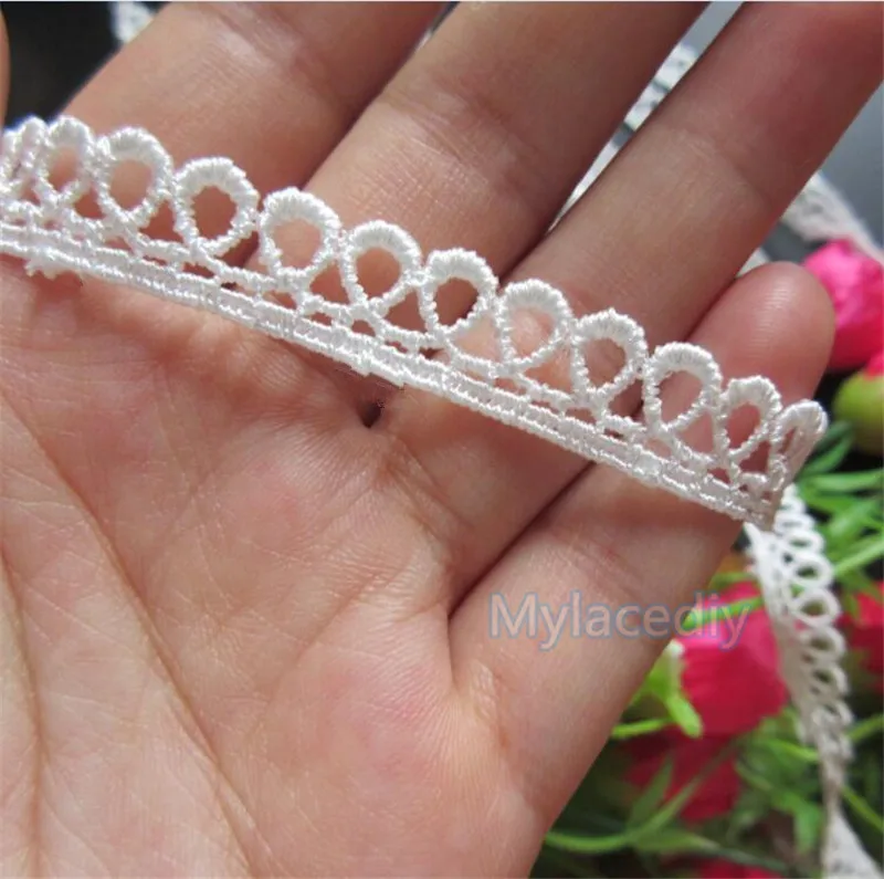 

5 yards/Lot 11mm Ivory Polyester Heart Embroidered Lace Edge Trim Fabric Ribbon Handmade DIY Sewing Supplies Craft Decoration