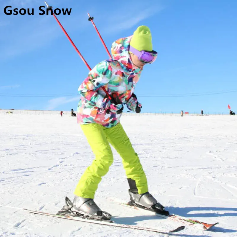 Gsou Snow winter ski jacket women snowboard jackets ladies ski snow suit female warm waterproof chaqueta esqui mujer