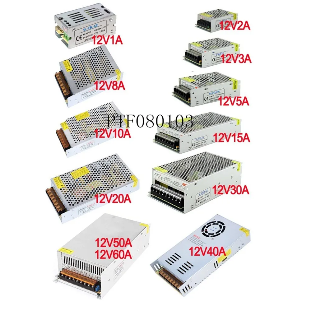 

12V 24V 5V Power Supply Led Driver Adapter For Strip Lights LED AC110V-220V TO DC 1A 2A 5A 8A 10A 15A 20A 30A 50A 60A 70A