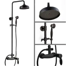 Black Oil Rubbed Brass Wall Mounted Bathroom Bath Rain Shower Faucet Mixer Taps Handheld Shower Head Set ars434