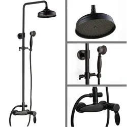 Black Oil Rubbed Brass Wall Mounted Bathroom Bath Rain Shower Faucet Mixer Taps Handheld Shower Head Set ars434