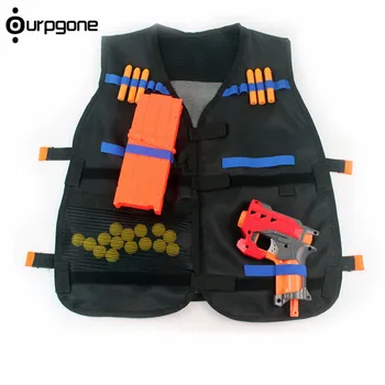 

54x47cm Children Kids Black Tactical Vest Jacket Waistcoat Ammo Holder N-Strike Elite Pistol Bullets Toy Clip Darts for Nerf