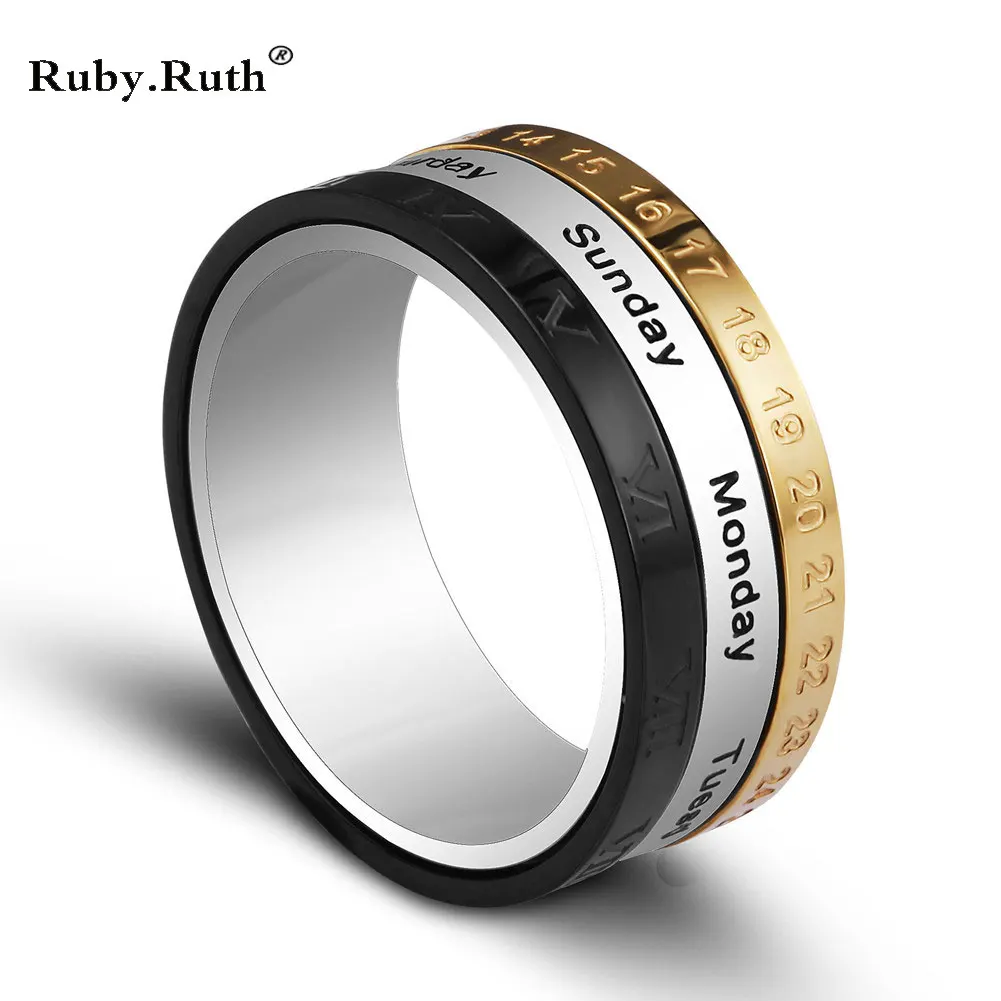 titanium steel tricolor calendar time wedding ring mens fashion jewelry band gift time to turn the wholesale ring in rings from jewelry accessories on - Wedding Rings Men titanium steel tricolor calendar time wedding ring mens fashion jewelry band gift time to turn the wholesale ring in rings from jewelry accessories on - Wedding Rings Men