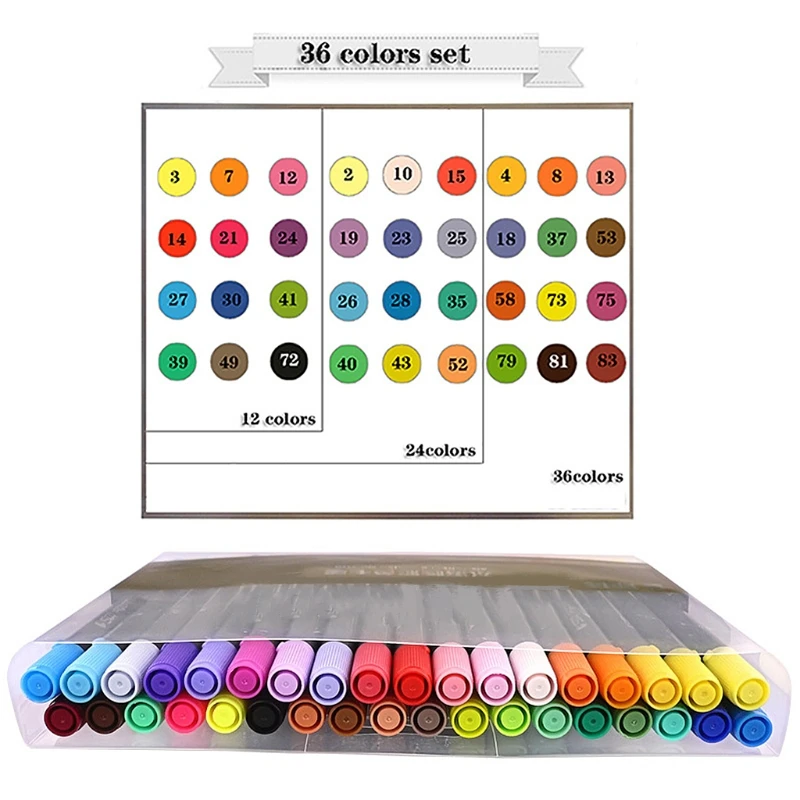 

12/24/36 Colors Dual Tips Watercolor Brush Marker Pen Set with Fineliner Tip for Coloring Books Drawing Highlighting