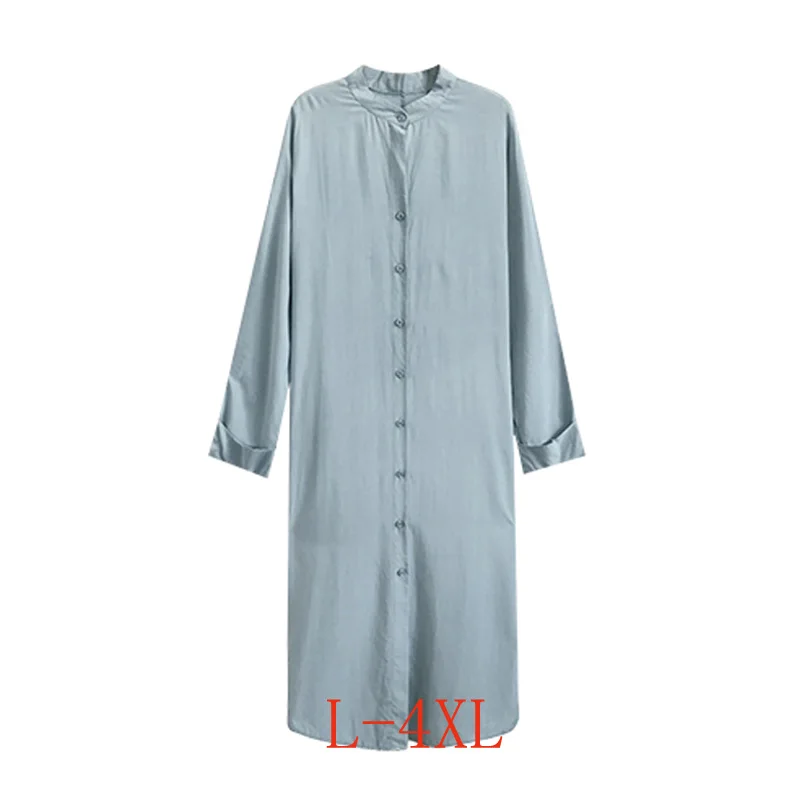 

Long Sleeve Shirt Dress 2019 Summer Chiffon Boho Beach Dresses Women Casual Split Button Long Harajuku Dress Vestidos