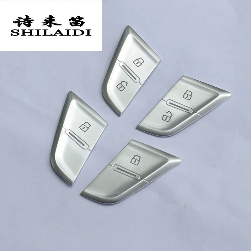 Car styling Door Unlock Switch Button Cover Trim Decal Chrome Handle Key Stickers Interior auto Acc