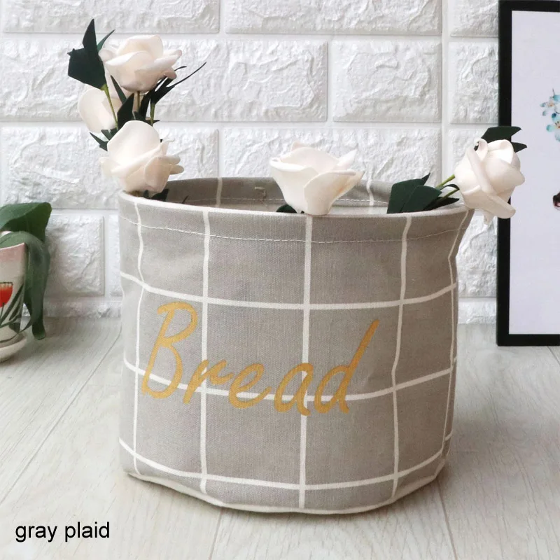 Маленькая коробка для хранения мелочей, хлопковая льняная настольная корзина для хранения, милые настольные сумки для хранения, Многофункциональный Домашний Органайзер - Цвет: gray plaid