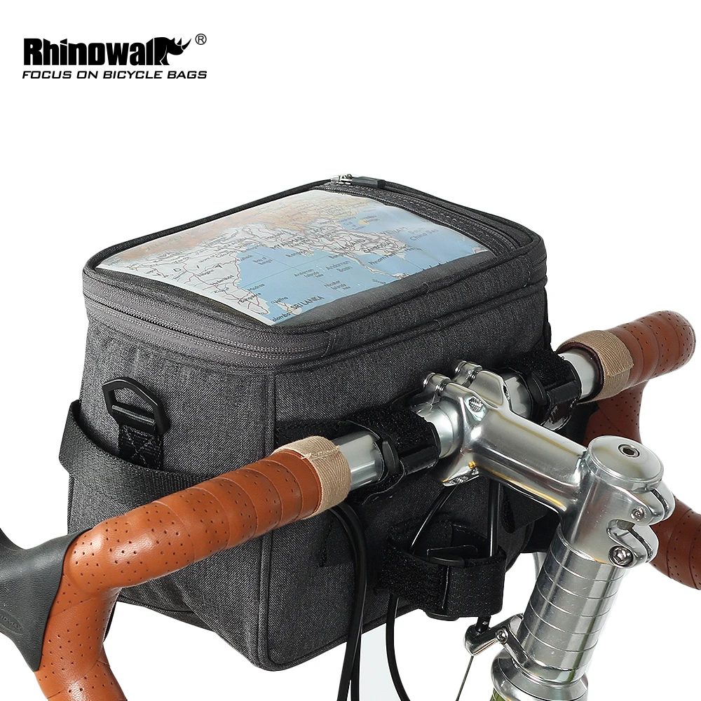 Rhinowalk Водонепроницаемая велосипедная сумка на руль с сенсорным экраном, сумка на переднюю трубу, многофункциональная сумка на плечо для телефона, камеры, gps, контейнер