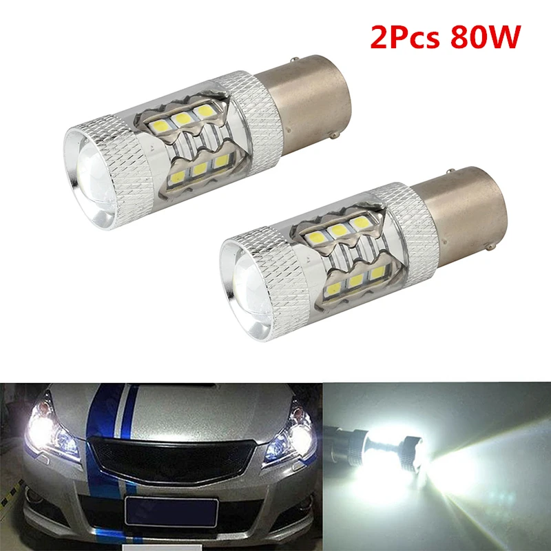 

2pcs 16LED 80W 1156 BA15S LED Car Tail Turn Reversing Light Bulb Lamps White