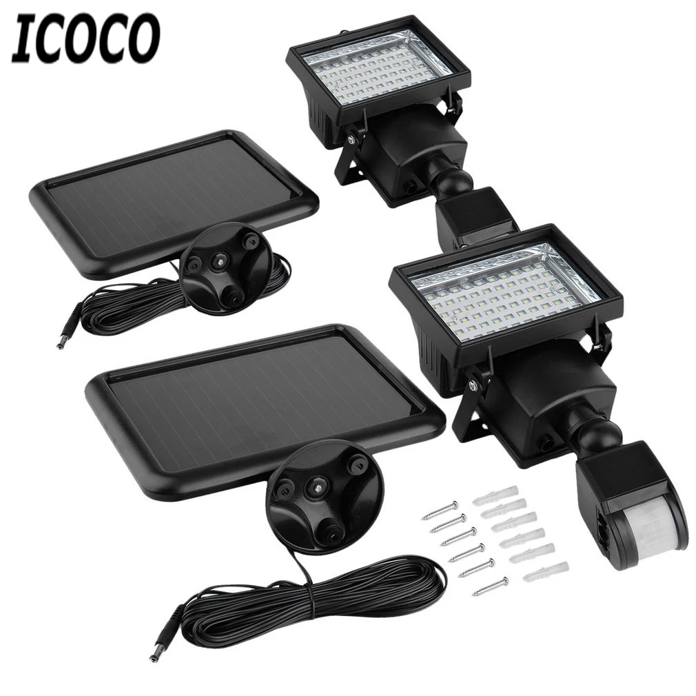 

ICOCO 2pcs/set 60 LEDs Outdoor Solar Motion Sensor Security Flood Light Energy Saving Spot Lamp for Garden Landscape Decor Sale
