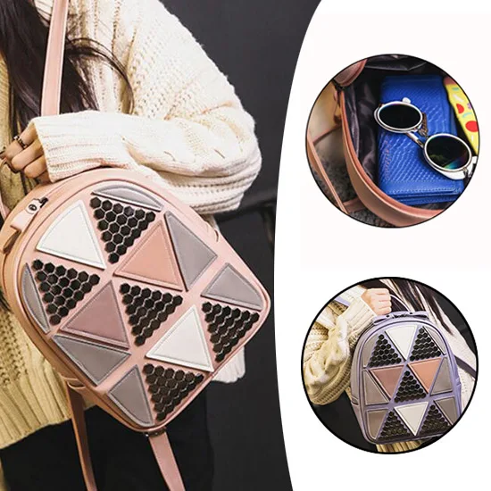 Новая Вместительная женская геометрическая школьная сумка для книг в Корейском стиле, сумки для путешествий, рюкзаки для девочек-подростков из искусственной кожи