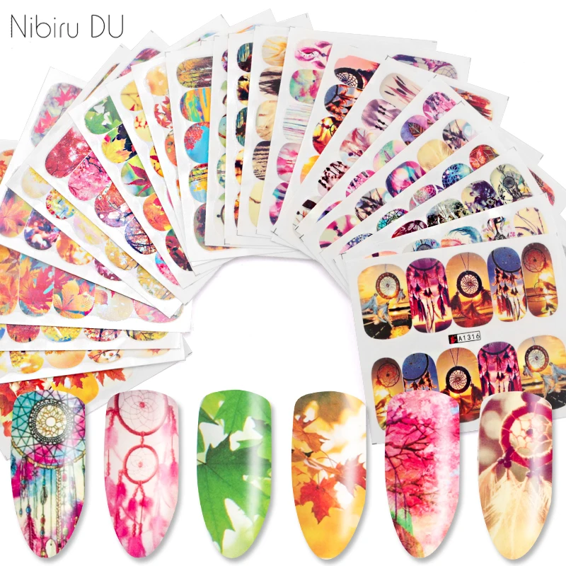 

24pcs Mixed Decal Nail Water Sticker Dream Catcher Autumn Cherry Blossom Defoliate Slider Nail Art Decor Manicure Set