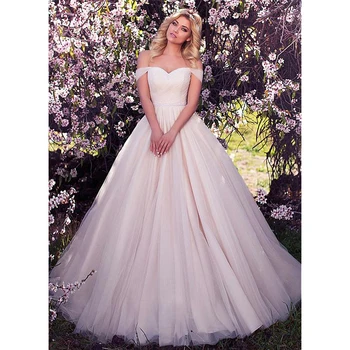

Wedding Dresses 2019 Beading with Tulle High Split White Ivory Princess Wedding Gown Bridal Ball Gown back Lace up design