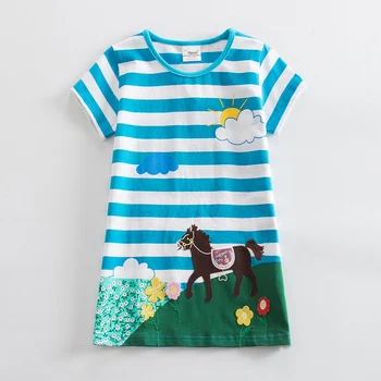 Girls short Sleeve Cotton Unicorn Dresses Kids Clothes Embroidered Spring Girl Kids Clothes Kids Dresses for Girls AS6499 1