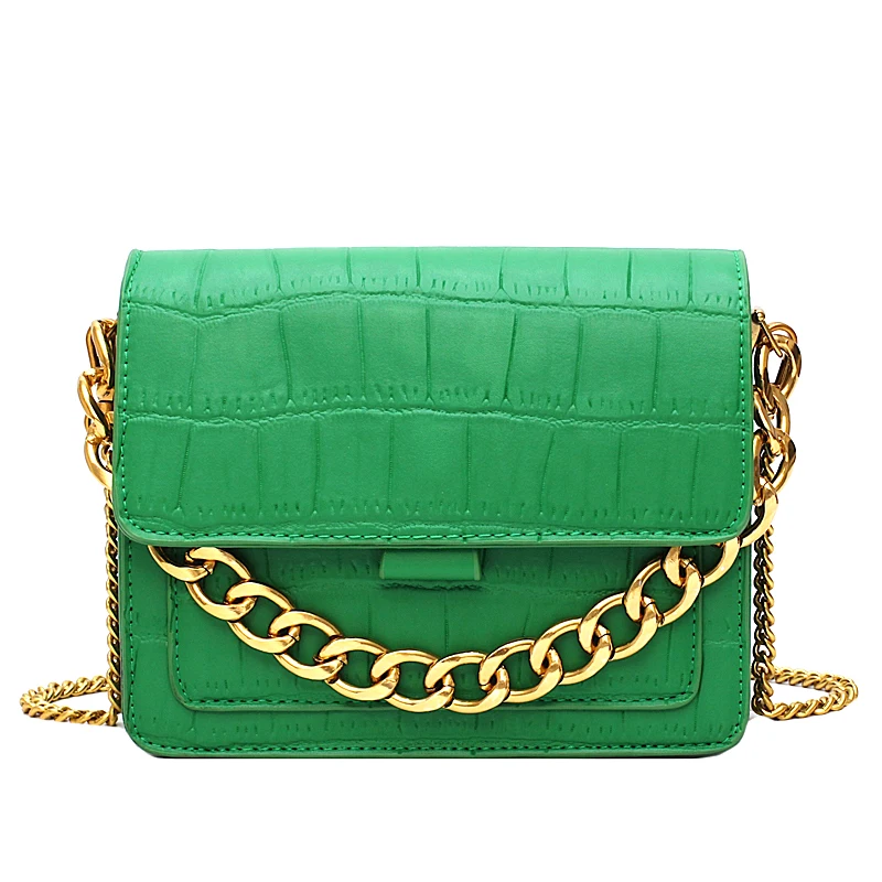 

Women Small Bag PU Leather HandBag Green Crocodile Pattern Bags Chain Crossbody Bags for Ladies Designer Evening Bags