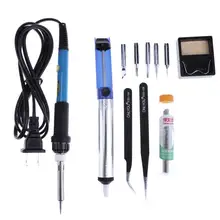14 в 1 60 Вт 110/220 В Электрический паяльник набор с регулируемой температурой сварочный ремонтный инструмент комплект припоя провода Пинцет ЕС/США штекер