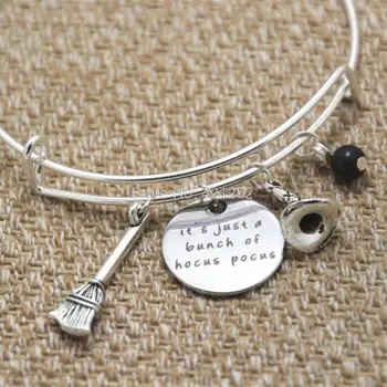 

12pcs Hocus Pocus Inspired Halloween bracelet It's just a bunch of Hocus Pocus Crystal Silver tone bracelet
