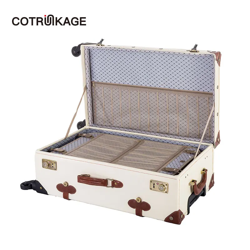 COTRUNKAGE женские 20 &quot 26&quot Слоновая кость TSA замок из искусственной кожи Винтаж Hardside