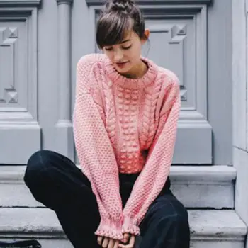 

Women Oversize Jumper Ladies Long Sleeve Knitted Loose Sweater Tops