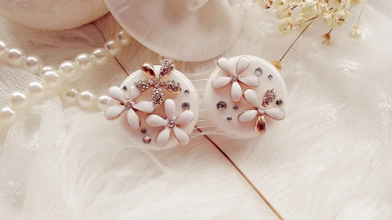 

LIUSVENTINA DIY alloy flower double US-pupil storage box box for lens contact lenses case for glasses