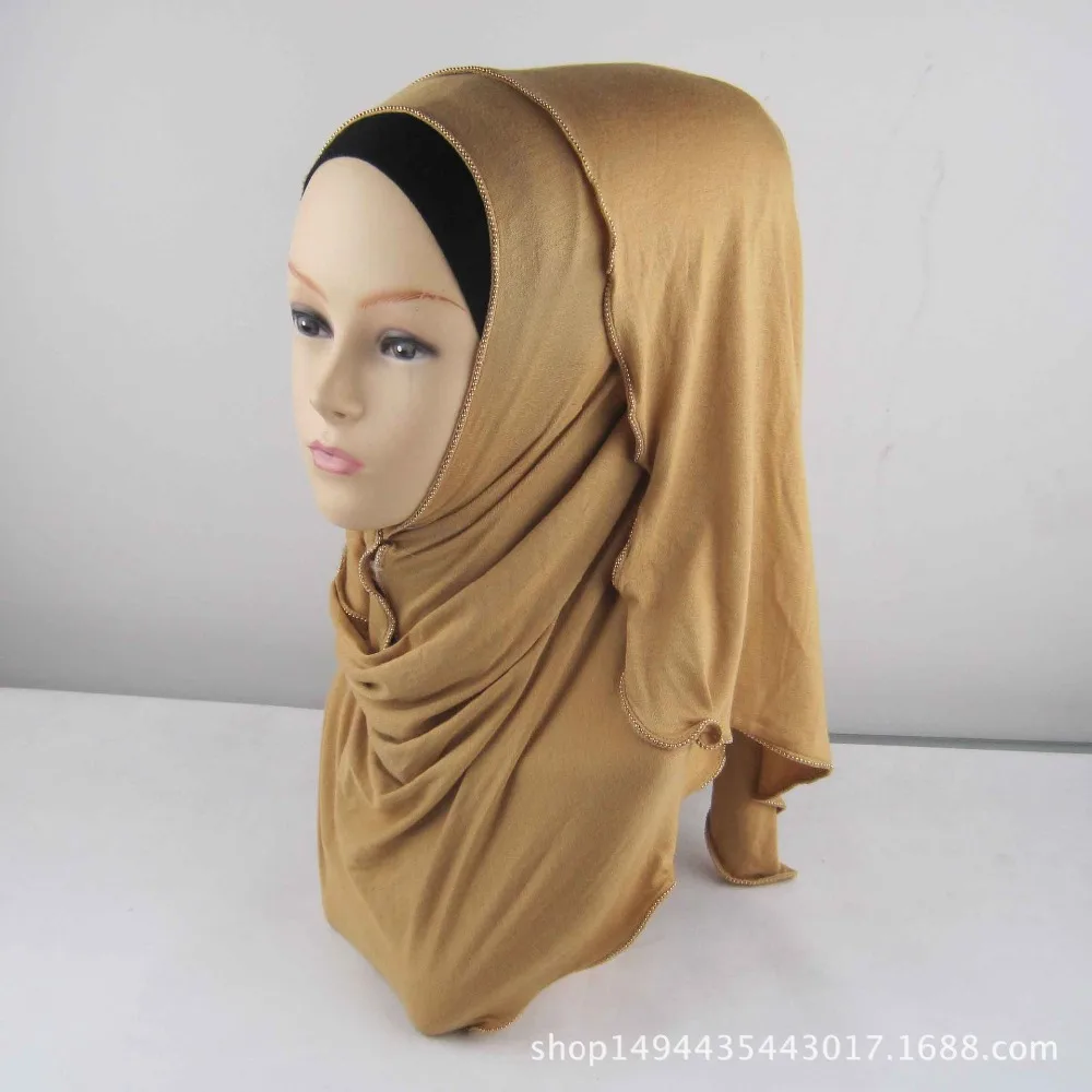 15 видов цветов мусульманский хиджаб шарф Мягкий хлопок длинный шарф с молнией границы платок isamic шарф