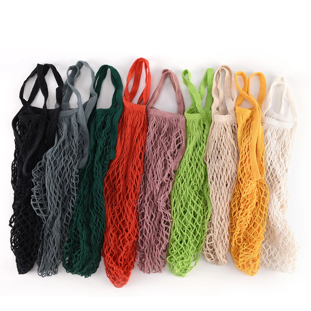 Hot Sale Mesh Net Shopping Bag Long Handle Shoulder Bag Reusable Fruit
