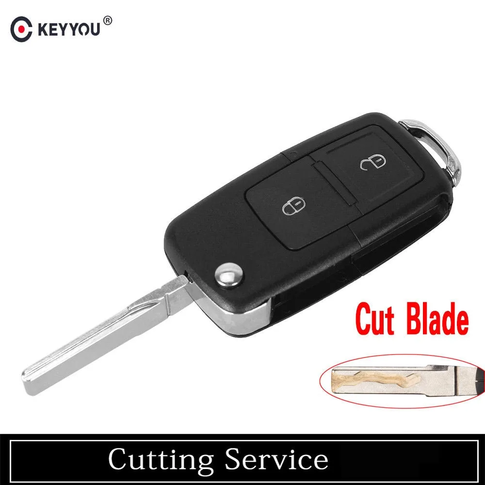 

KEYYOU 2 Buttons Remote Folding Car Key Shell Replacement Car Key Case Cover For VW Golf MK4 Bora 2002-2007 Cut/Uncut Blade