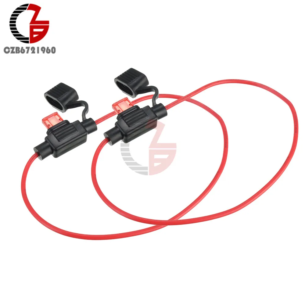 

2Pcs Waterproof Power Socket Mini Blade Type In Line Fuse Holders with 10A Fuse Car Replacement Fuses