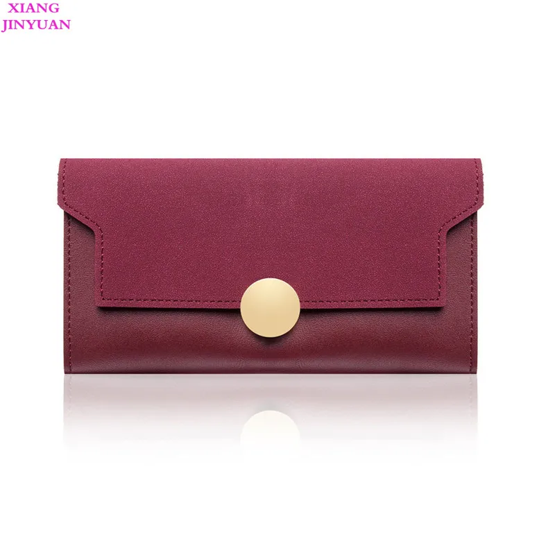 

2018 New Long Women Wallets and Purses Fashion PU Leather Patchwork Wallet Kpop Brown Card Holder Korean Graceful Clutch Bag