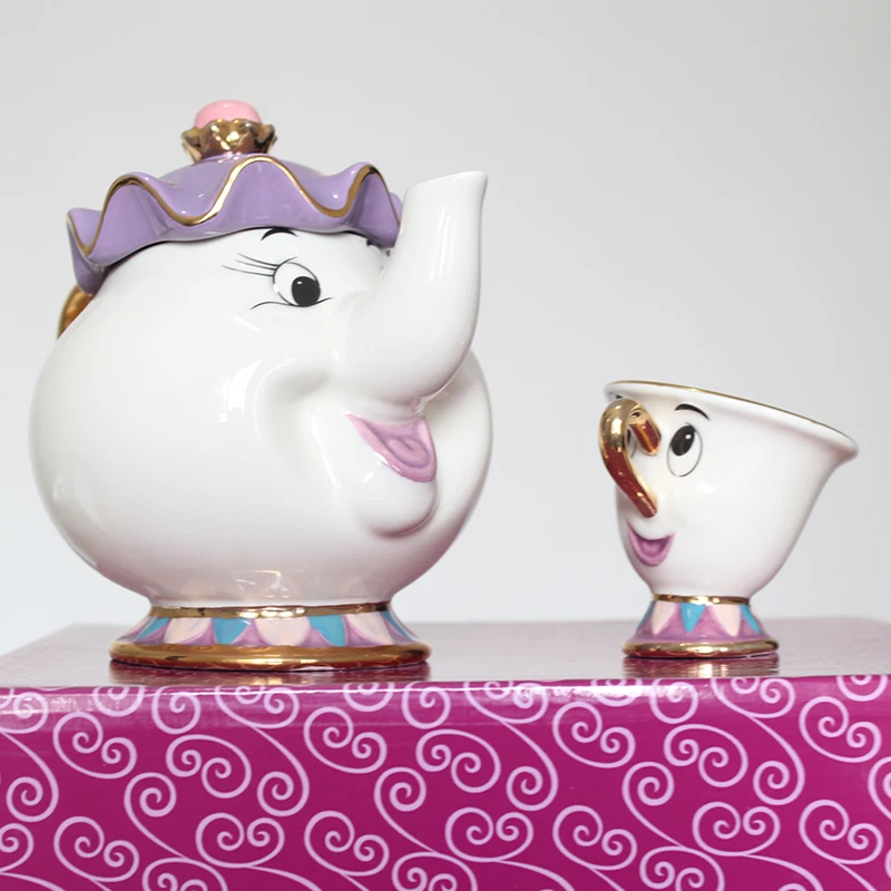 Мультфильм красота и чудовище чай горшок кружка Mrs Potts Чип чай горшок чашка 2 шт. один набор креативный Рождественский подарок