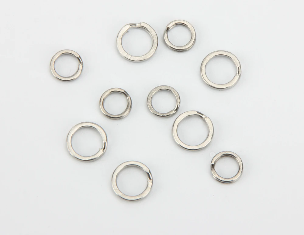 Spinpoler 100 Pcs Stainless Steel Squashed Double Split Ring Heavy Dual Rings Connector Fishing Accessories 3mm 5mm  (2)