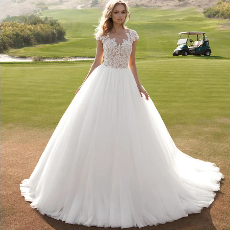 Elegant Simple Lace Country Wedding Dresses 2019 Covered Buttons
