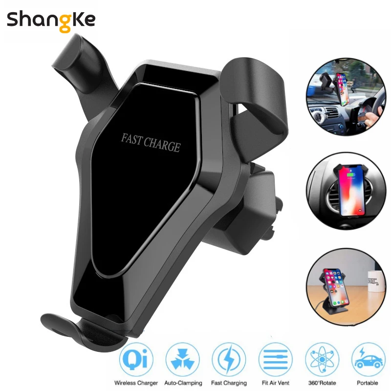 Car Wireless Fast Charger Multifunction Car Holder Vents Holder Windshield Bracket Fast for Samsung S9 S8 Plus S7 iPhone XS X 8