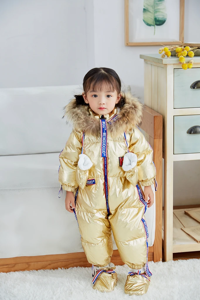 

Winter infants Big fur collar warm down jacket coat girls boys print coverall clothing gloves shoes suits