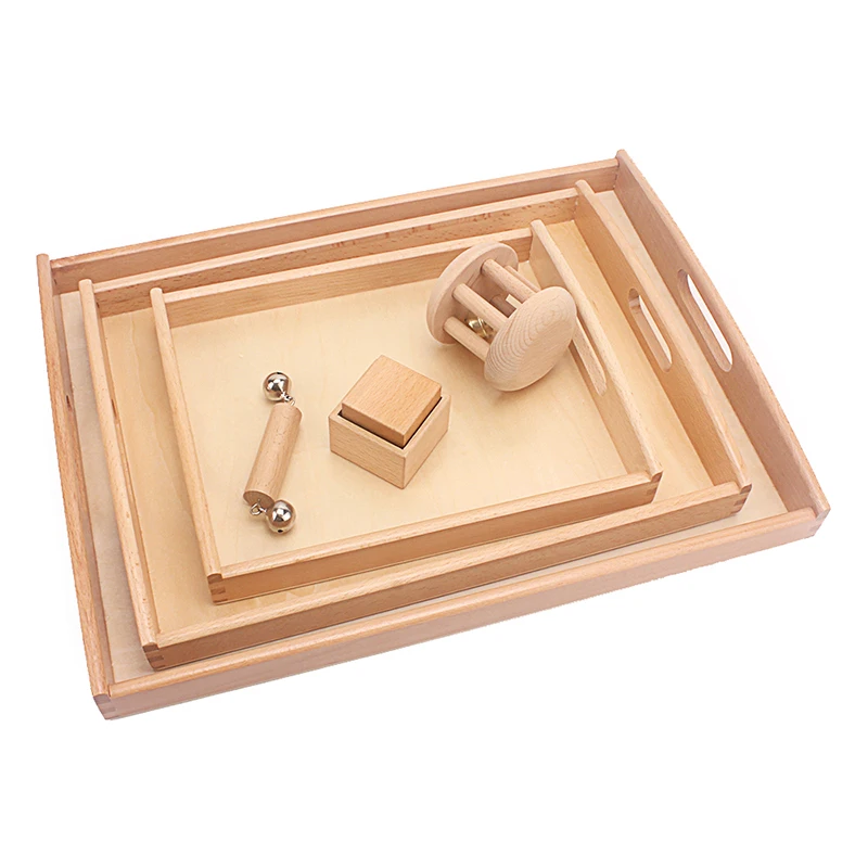 

Toddler Toys Montessori Materials Wood Trays 3Pcs Large Medium Small Toys for Children Basic & Life Skills Toys Preschool Toys