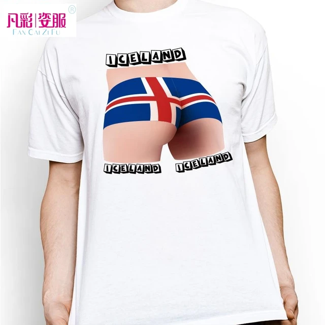 Funny Men Women Printed Iceland Flag Top Tee Creative Ball