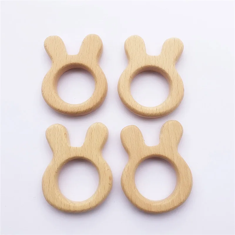 

Chenkai 10pcs Baby Wood Rabbit Teether Natural Teething Grasping Baby Toddler Toy Wooden Teether DIY Newborn Baby Gift