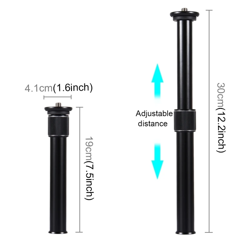  PULUZ Professional Tripode DSLR 3/8'' Screw Metal Handheld Adjustable Tripod Mount Monopod Extensio