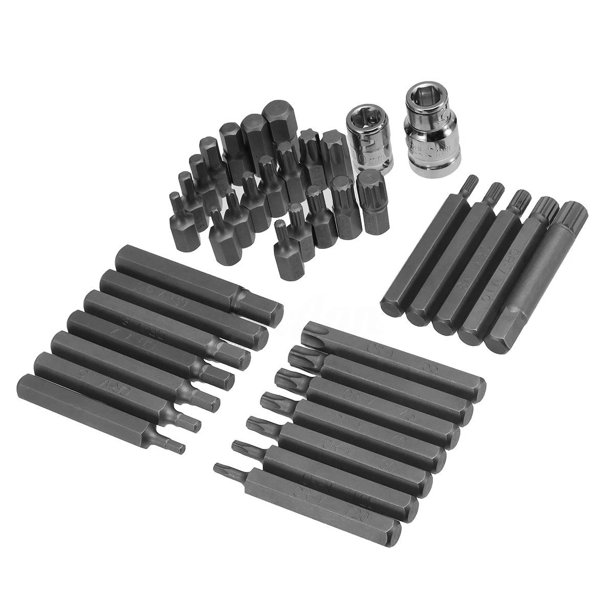 40Pcs 1/2'' 3/8'' Adaptor Drive Shank Hex Torx XZN Spline Star Impact Socket Set