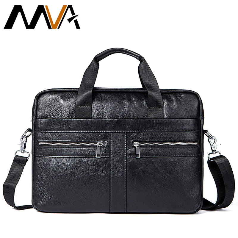 MVA Leder Laptop Tasche 14 zoll Echtem Leder Männer Taschen Aktentaschen Handtasche Totes Crosssbody Messenger Taschen Männer Schulter Tasche Männlichen Online