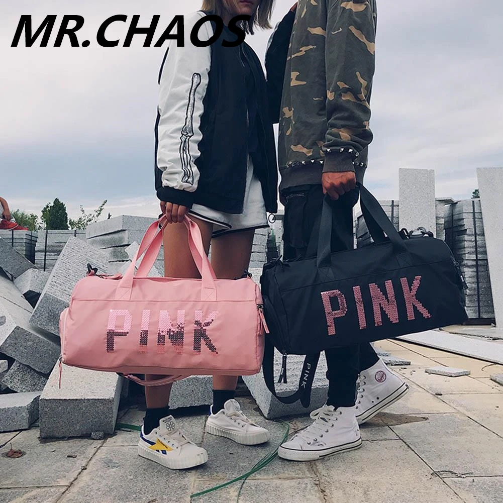 

Men Women Waterproof Handbag Exercise Fitness Travel Bag Pink Color Sequins Shoulder Bags Portable Large Capacity messenger bag
