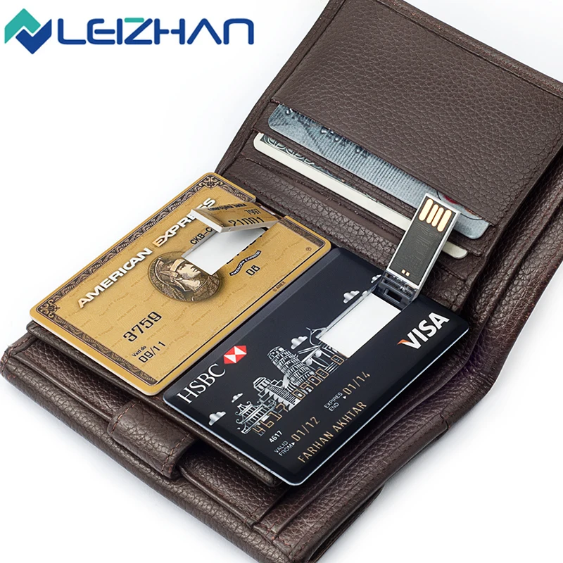 Купить LEIZHAN 16 ГБ флеш накопитель Credit карта памяти 32 Гб Флешка 64 Гб 2,0 USB флешка 8 Гб USB флеш накопитель usb ключ 4 Гб