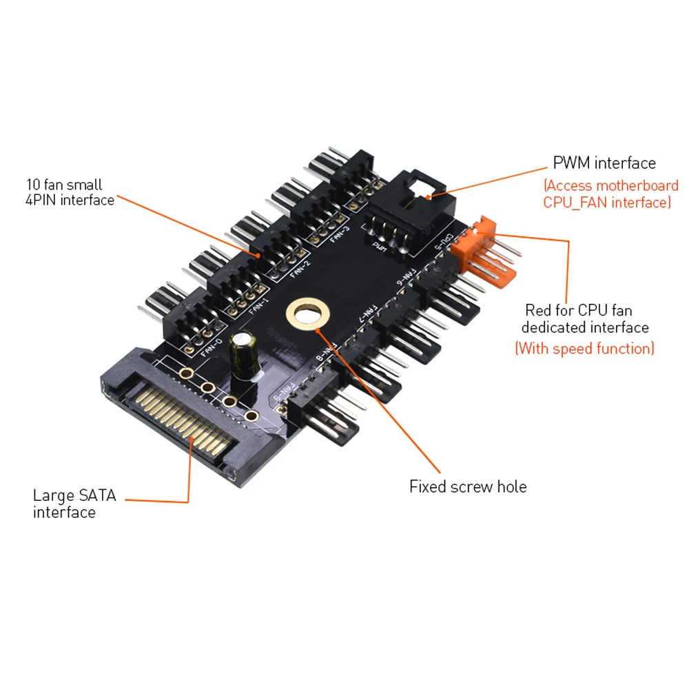 En-Labs Вентилятор охлаждения Системы 10 каналов Процессор Molex 4pin PWM разветвитель вентилятора концентратор Мощность Удлинительный кабель, 4 Pin обратная 3 pin 2pin вентилятор