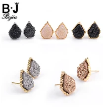 Bojiu изысканные серьги-гвоздики цвета шампанского, кварц, золотой цвет, натуральные друзы, серьги с камнем, новые ювелирные изделия, лучшие праздничные подарки EA029